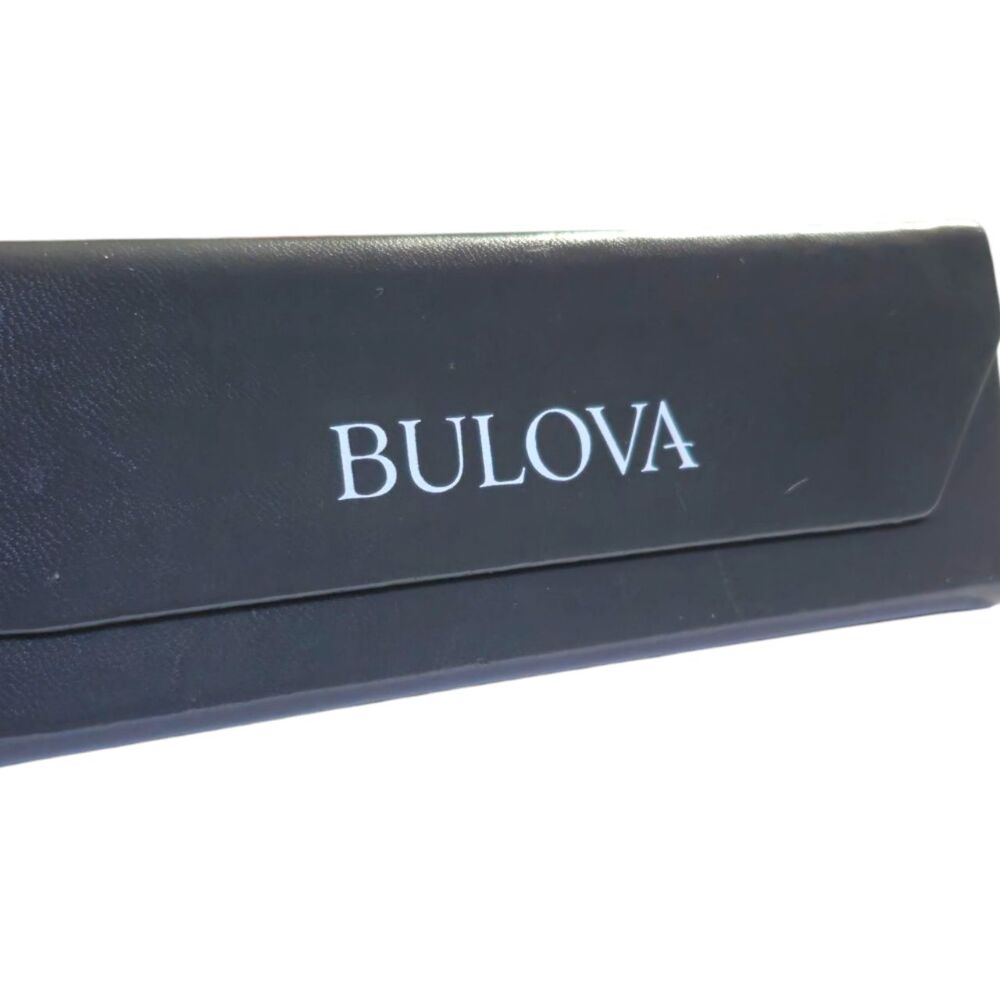Bulova Dark Grey Eye Glasses Hard Case Magnetic Closure Velvet Soft Cream Lining